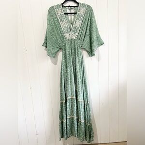 Zury Vintage Maxi Dress One Size Mint Green White